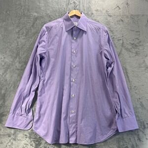 BRIONI Men's Dress Shirt 41 16 Lavender Made in Italy Designer Cotton Formalwear